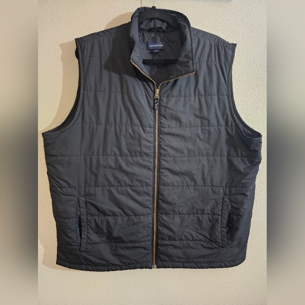 Lands' End Men's Black Quilted Vest